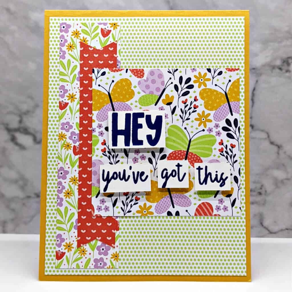 bright card featuring modernistic butterfly paper