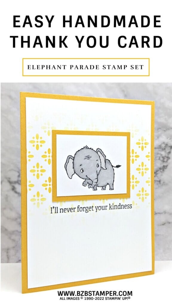 handmade greeting card thank you card with a baby elephant