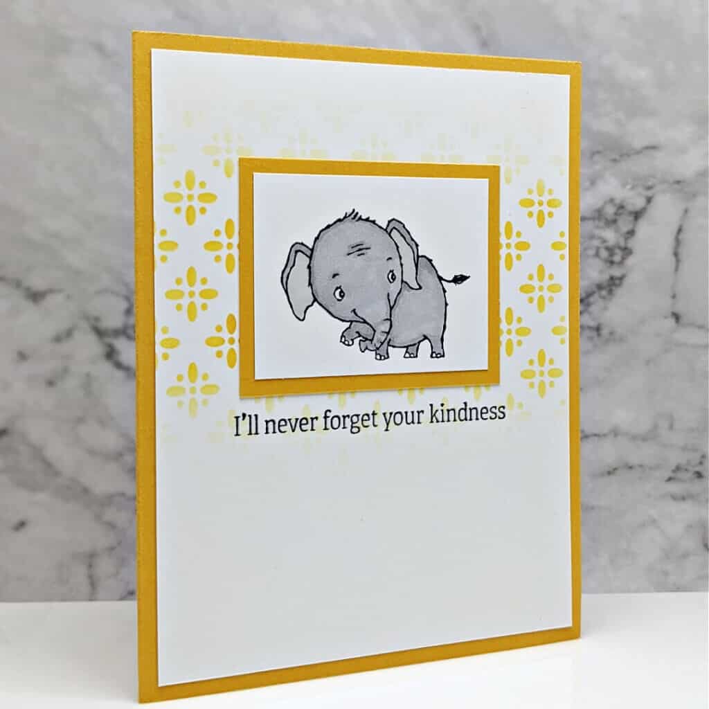 cute Elephant Thank You card in yellow and gray
