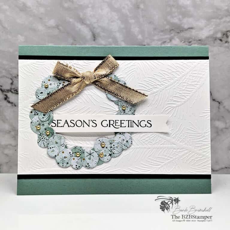 Handmade Wreath Card for the Holidays using the Brightest Glow Stamp Set