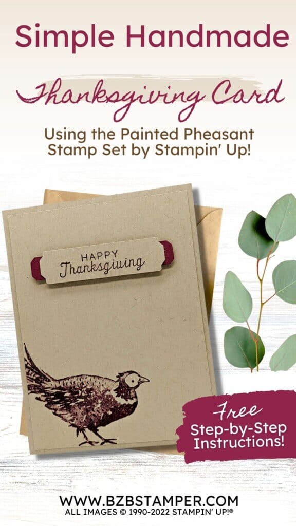 Happy Thanksgiving Handmade Card featuring a pheasant