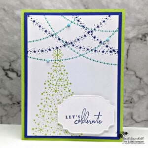 DIY Christmas Card featuring the Christmas Lights Stamp Set in blue & green