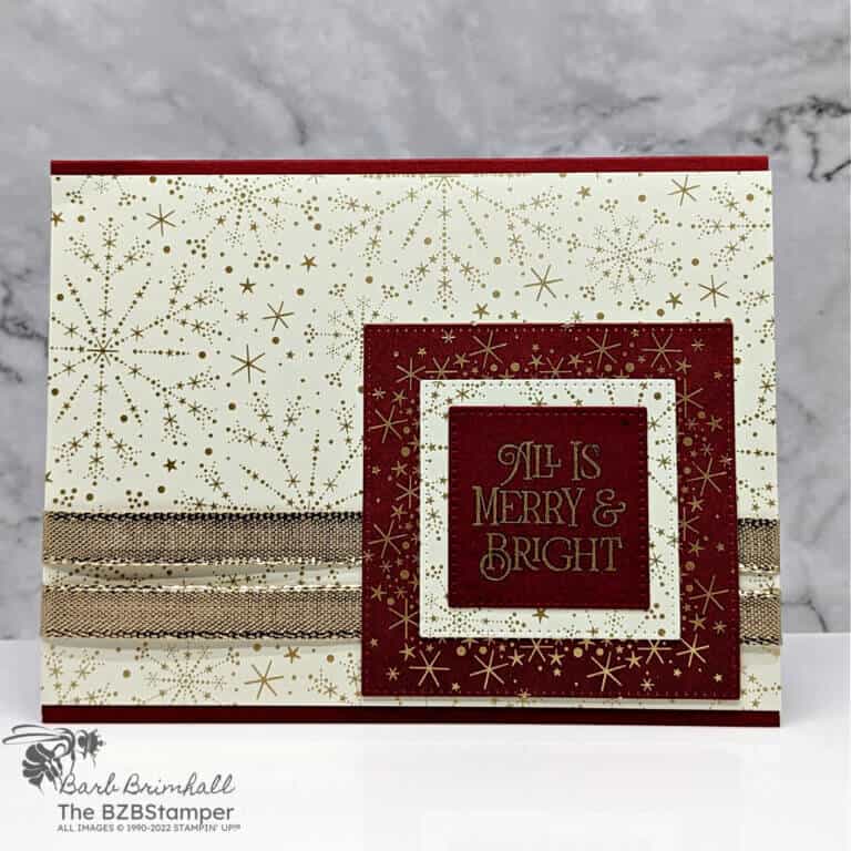 Elegant Christmas Card in Gold Foil and Burgundy