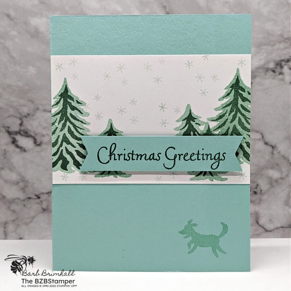 Blue and Green Christmas Card using Trees for Sale by Stampin' Up!