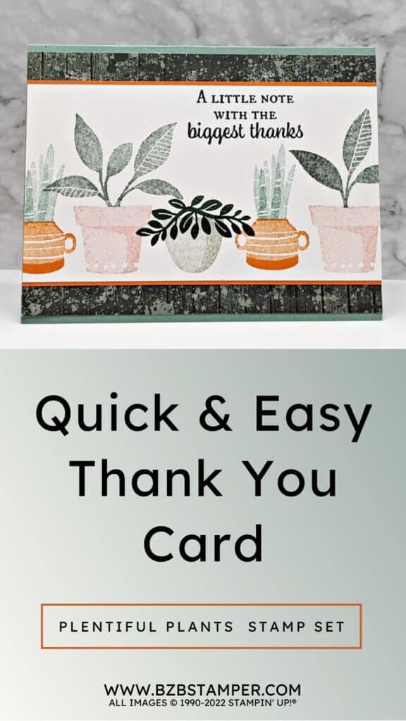 Plentiful Plants Thank You Card  in greens and oranges