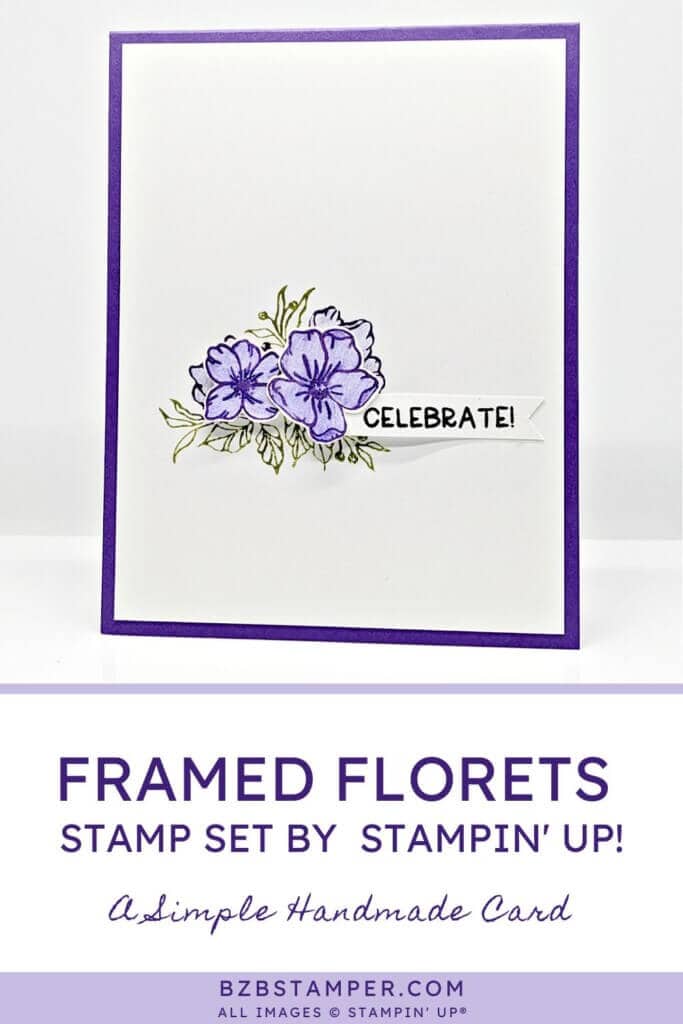 Handmade greeting card with purple flowers that says celebrate.  Products from Stampin' Up!