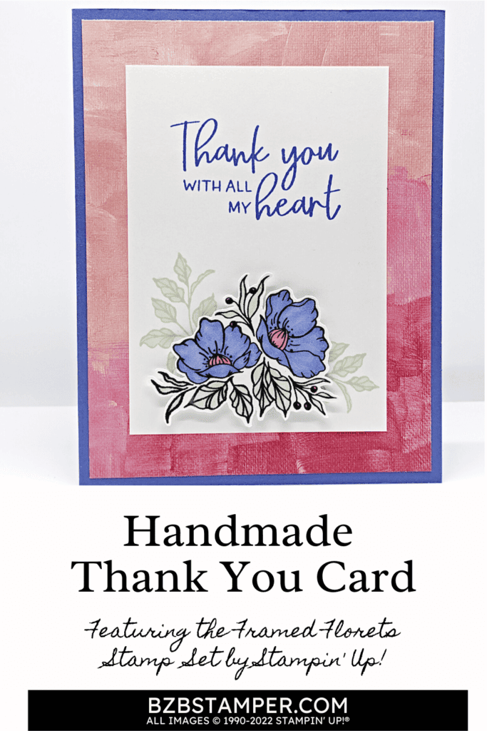 Handmade Thank You card in purples and pinks.  Supplies by Stampin' Up!