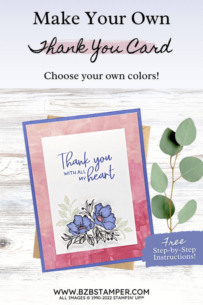Handmade Thank You Card in purple and pink flowers.  Supplies by Stampin' Up!
