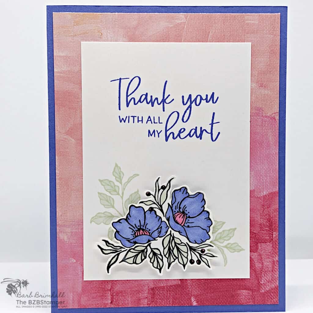 Handmade Thank You Card in pinks and purples.  Supplies by Stampin' Up!