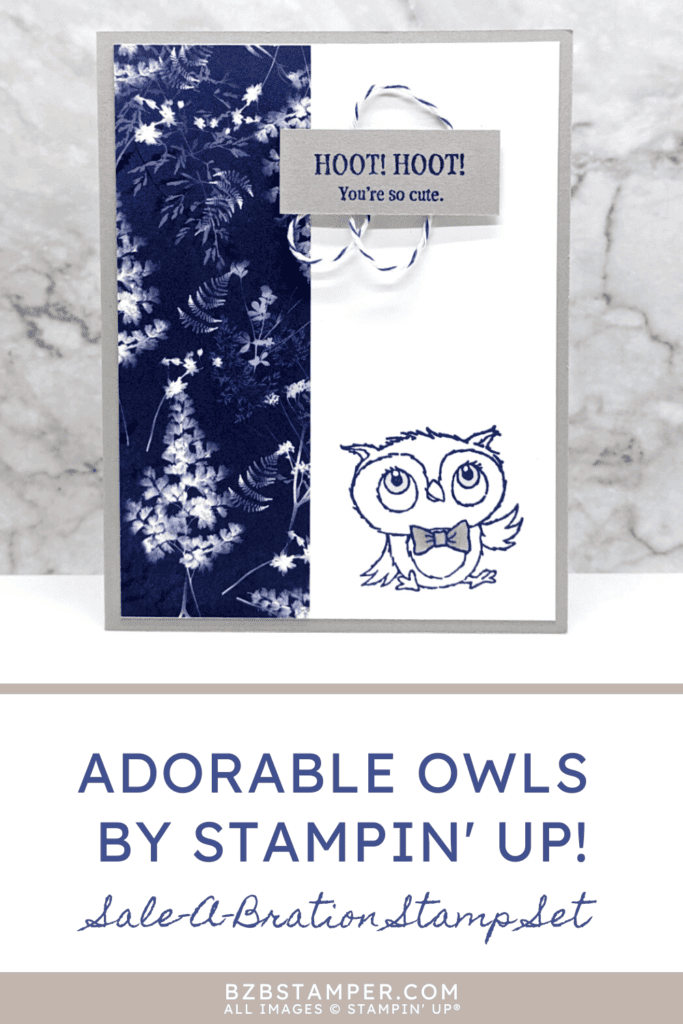 Adorable Owls Thinking of You Card in Navy Blue and Granite
