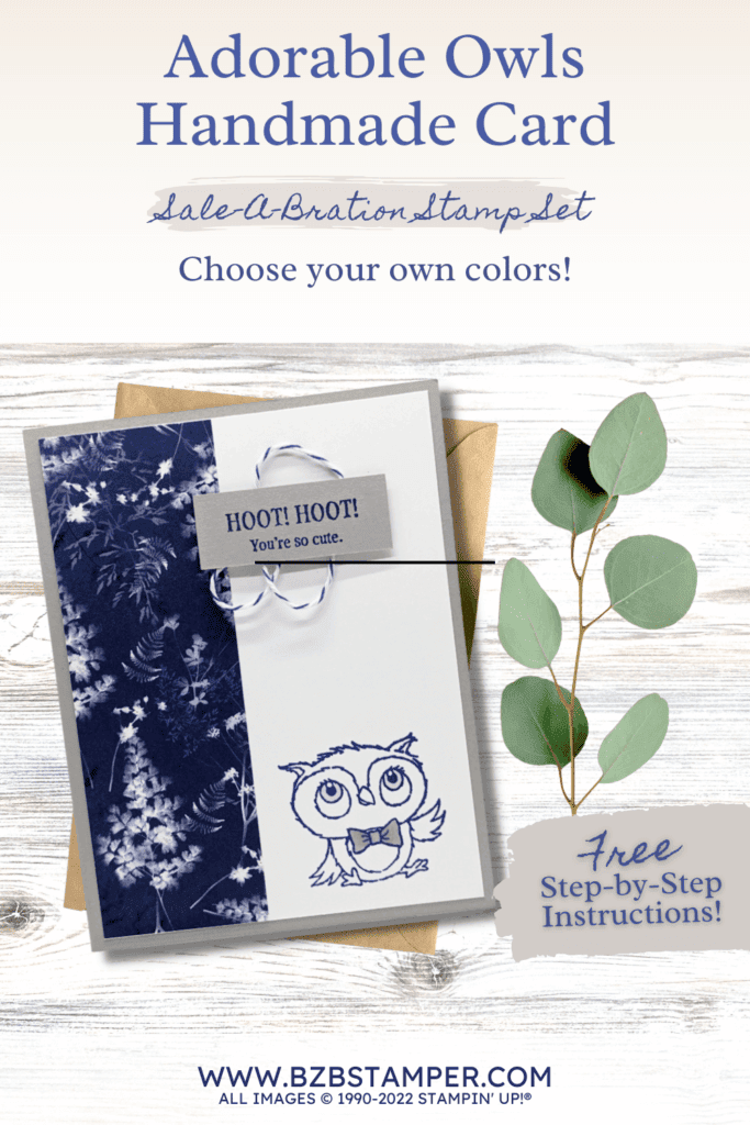 Adorable Owl Card in Granite, Navy Blue and White