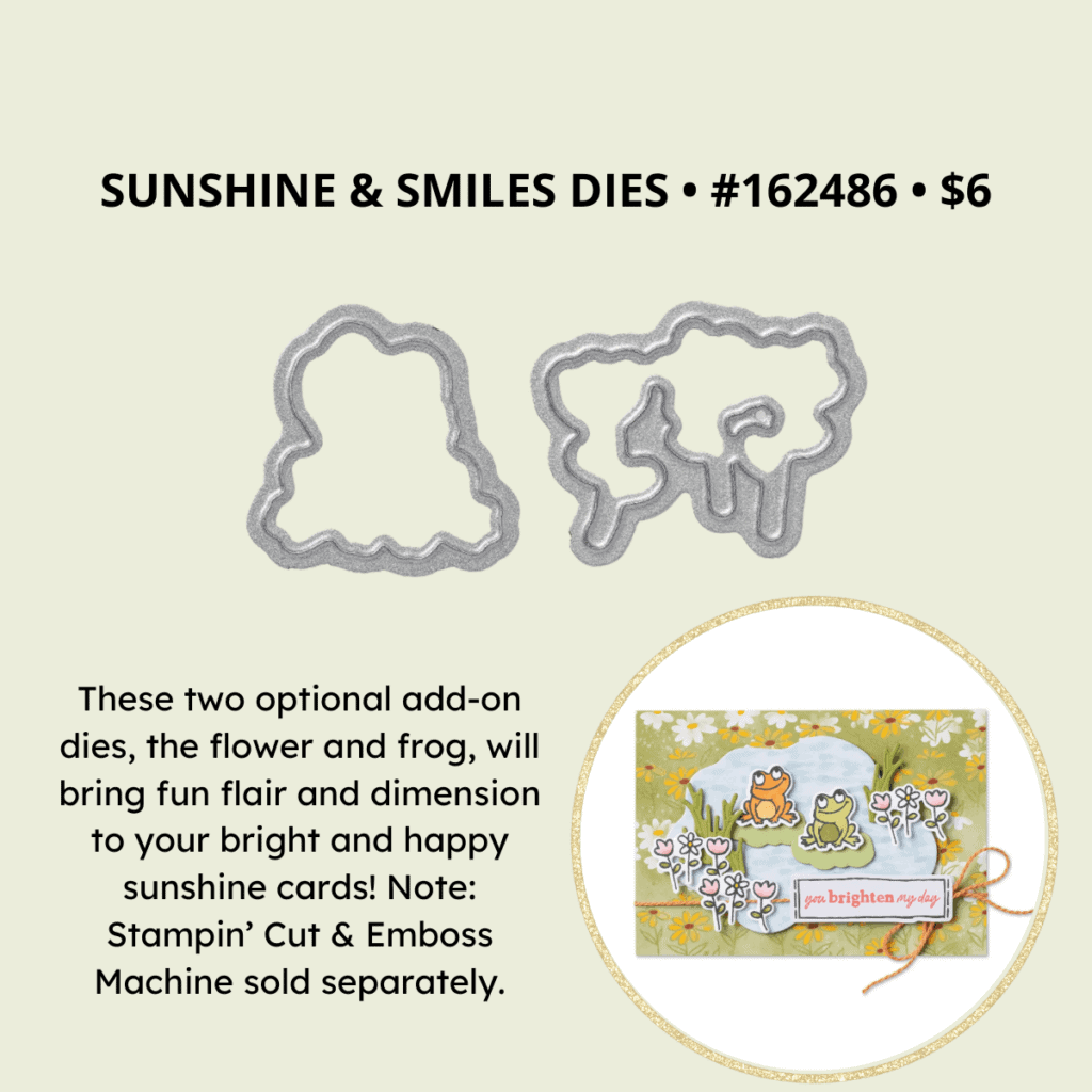 Sunshine & Smiles Add-On Dies for the February 2023 Paper Pumpkin featuring a flower and frog
