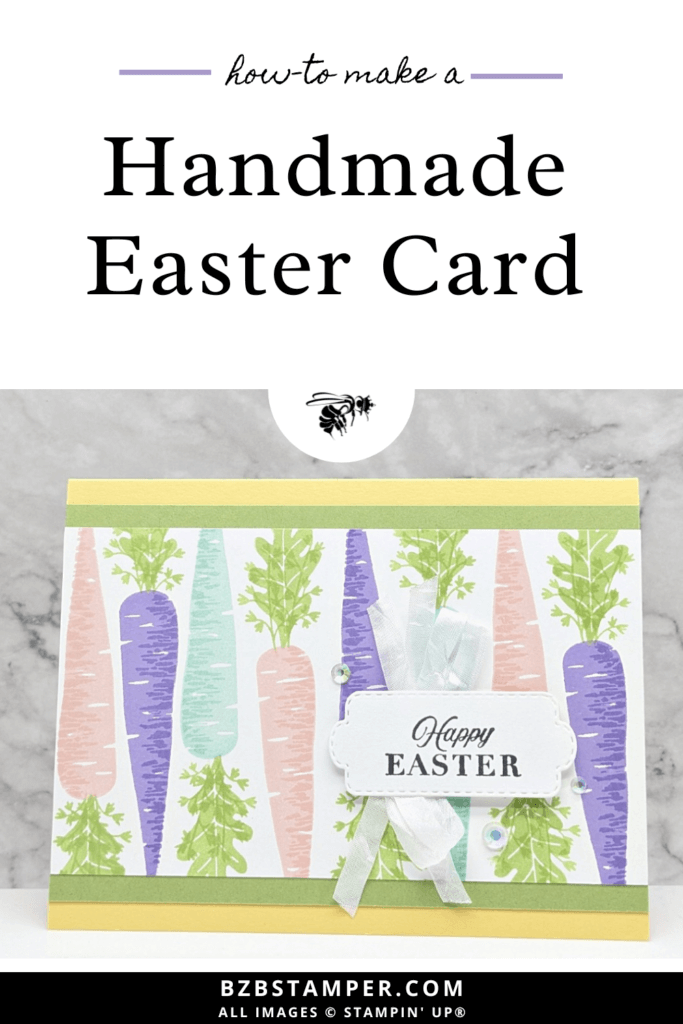 Handmade Easter Card with carrots in blue, pink and purple