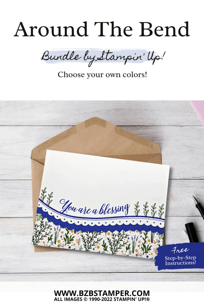 Around the Bend Bundle by Stampin' Up! with a curved edge in purple and green.
