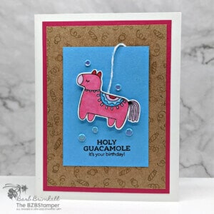 Spice Up Greeting Cards with the Taco Fiesta Stamp Set with donkey pinata in blue and pink.