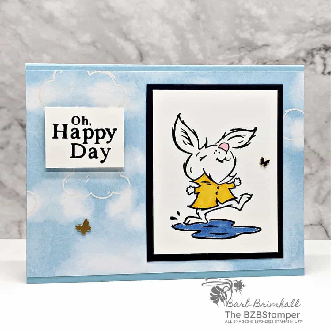 Adorable Playing in the Rain Handmade Card
