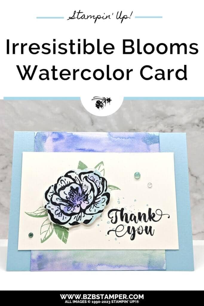 Irresistible Blooms Watercolor Card in blues and purples