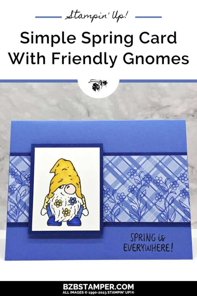 Simple Spring Card with Friendly Gnomes stamp set in purple and yellow