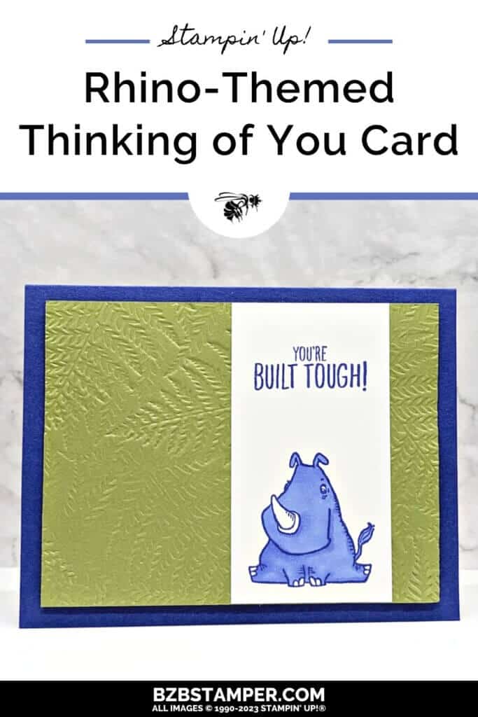 Rhino-Themed Thinking of You Card in Green and Purple