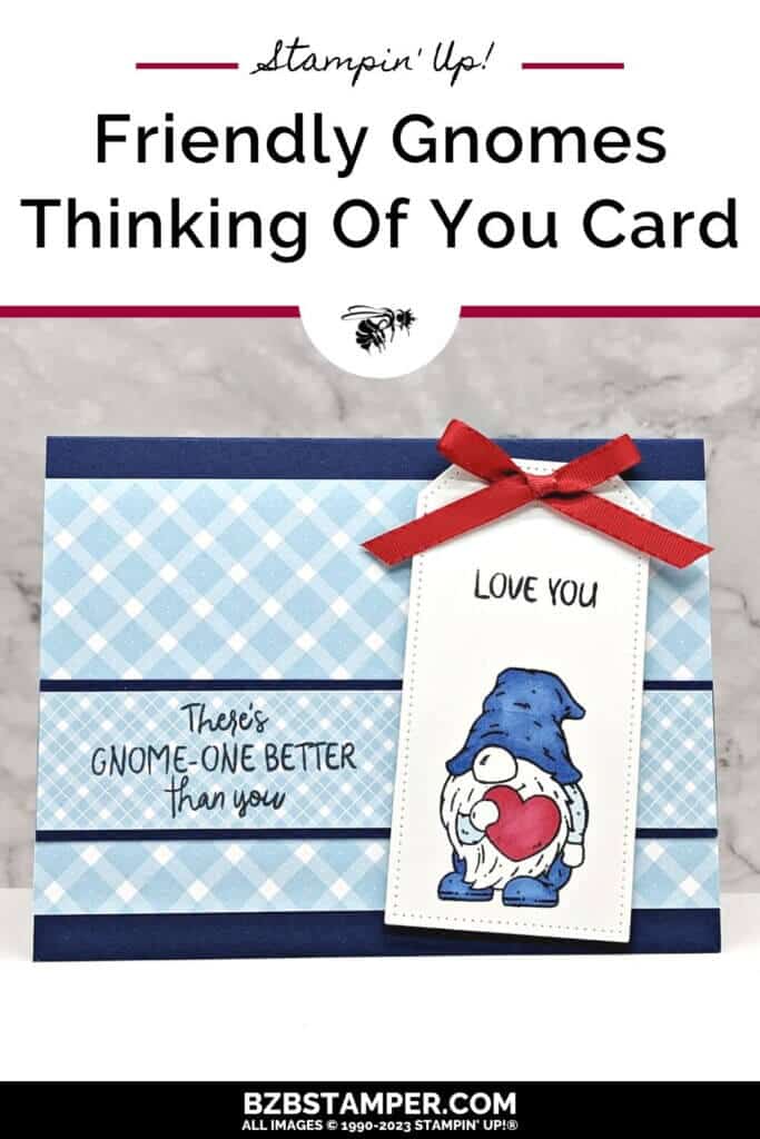 Stampin' Up!'s Whimsical Friendly Gnomes Set in Navy and red heart with pretty blue paper