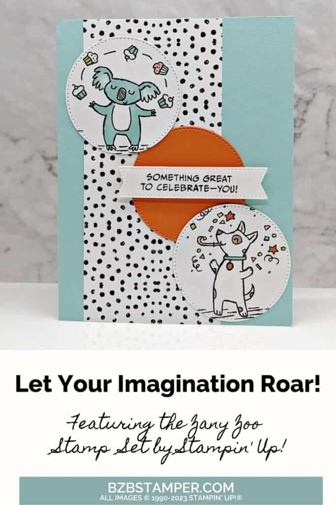 Zany Zoo Stamp Set handmade card with a koala bear and dog celebrating