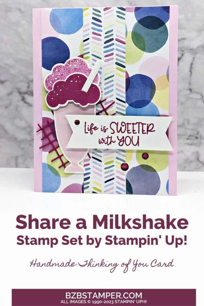 Share A Milkshake Stamp Set & Dies  by Stampin' Up! featuring pretty paper and a mlikshake with a straw.