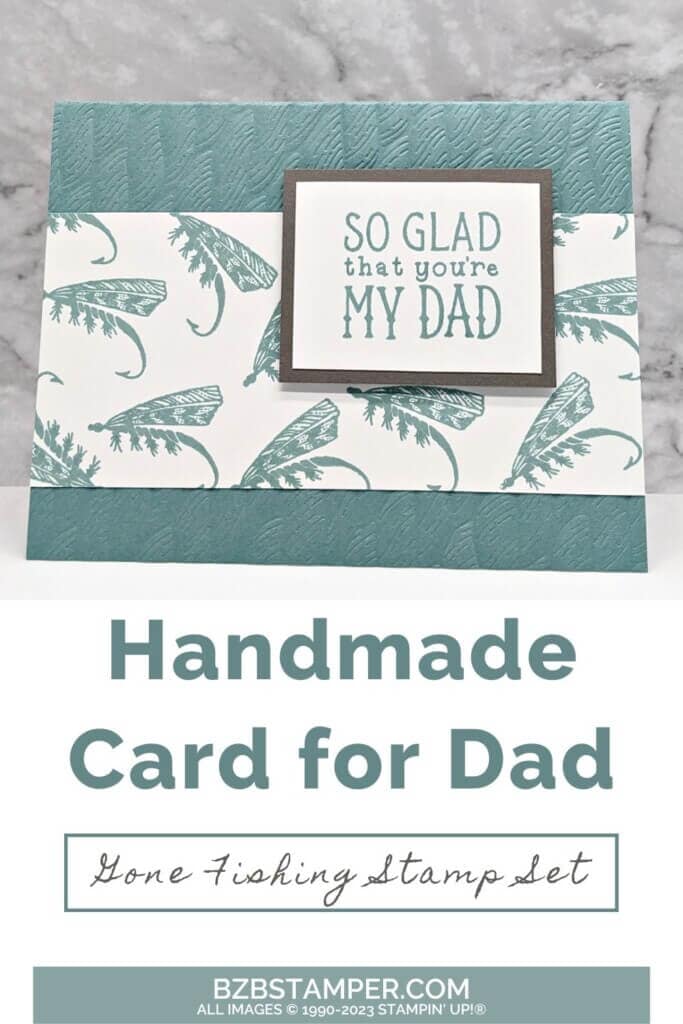Handmade Father's Day Card in blues and greens using the Gone Fishing Stamp Set from Stampin' Up!