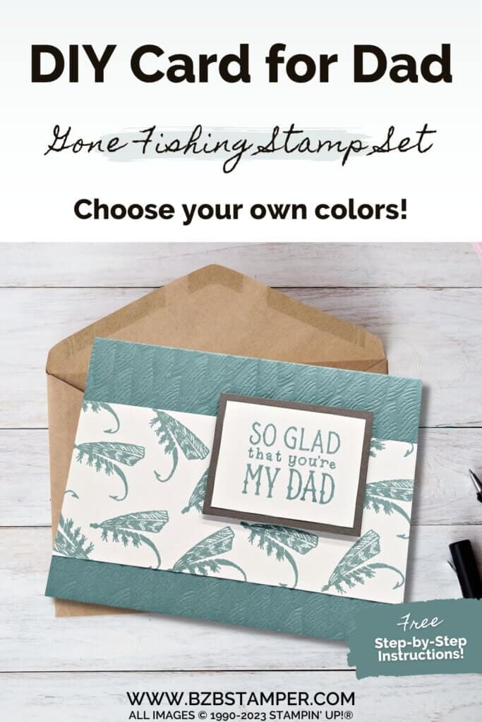 Handmade Father's Day Card in blues using the Gone Fishing Stamp Set by Stampin' Up!