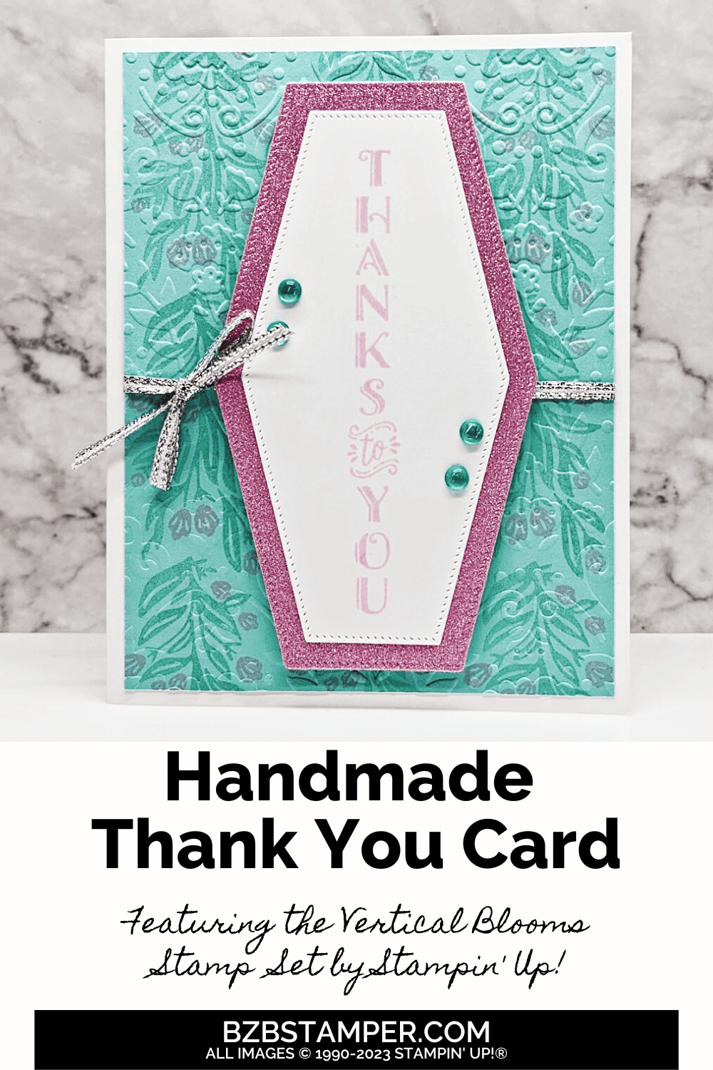 Vertical Blooms Thank You Card Tutorial - Barb Brimhall, The BZBStamper