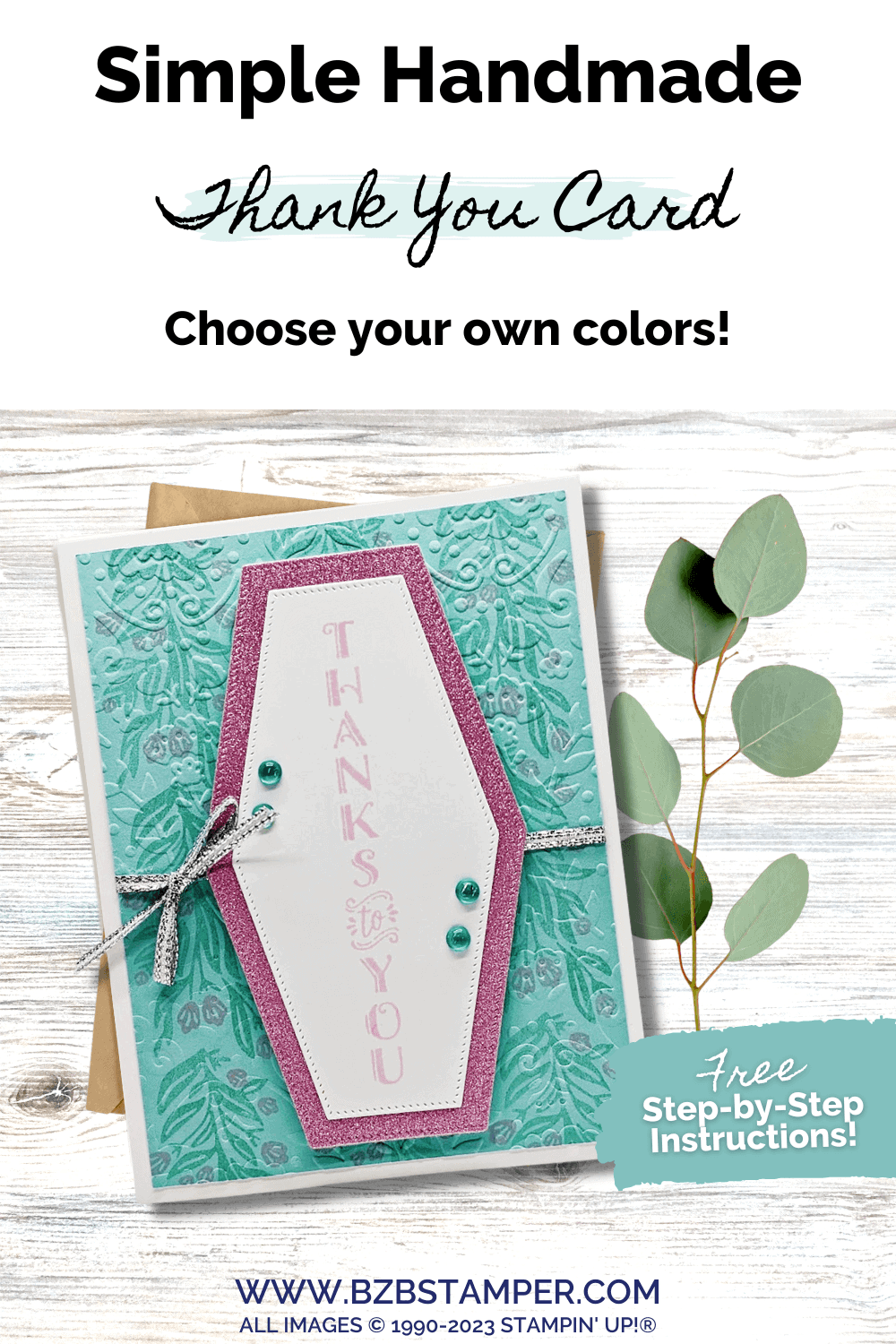 Vertical Blooms Thank You Card Tutorial - Barb Brimhall, The BZBStamper
