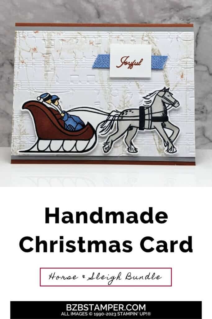 Picture of a sleigh with a man & woman and pulled by a horse for the Horse and Sleigh Bundle Tutorial