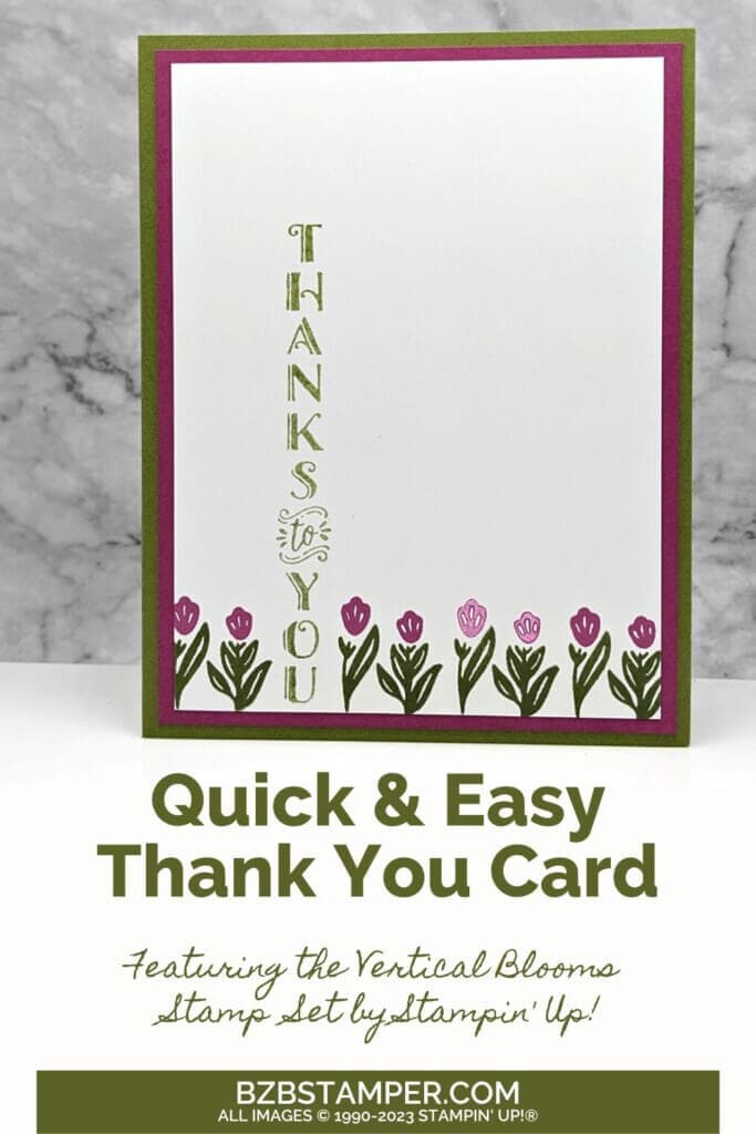 Floral Handmade Thank You Card in greens and purples.
