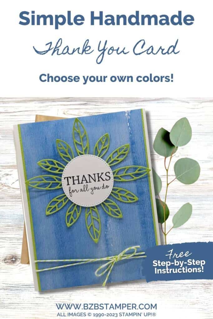 Timeless Charm Bundle featuring a thank you card in blues and greens.