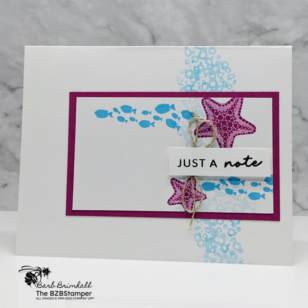 Simple All-Occasion Card Tutorial featuring fishes and sea shells
