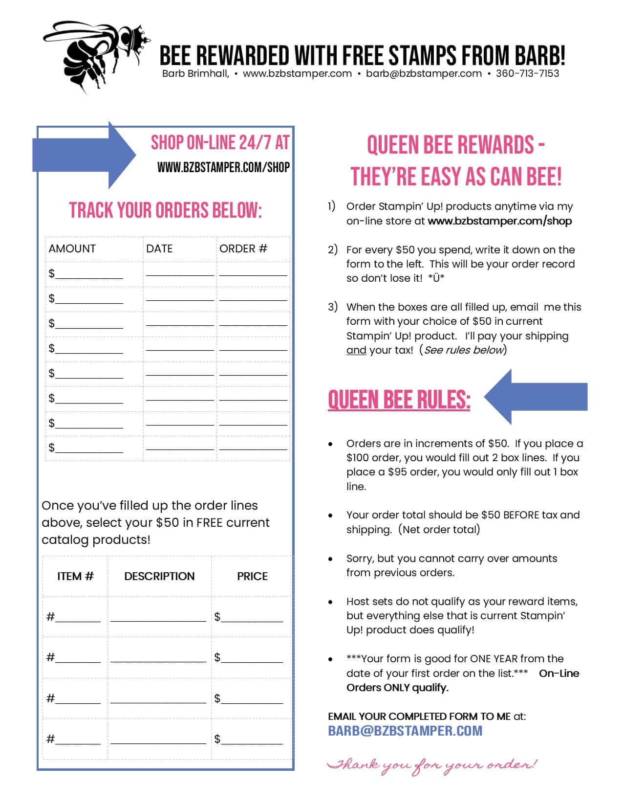 2023 queen bee rewards form