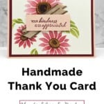DIY Thank You Card with a Personal Touch featuring pink sunflowers created by sponging using masks.