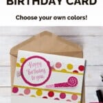 Year To Celebrate Stamp Set by Stampin' Up! in blues, yellow and pink with a Happy Birthday sentiment and party blower image.