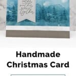 Stampin' Up! Magical Meadow Stamp Set used on a card in taupe, gray and blue with trees and mountains on pretty paper.