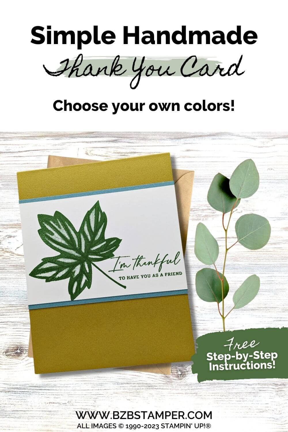 Autumn Leaves Thank You Card - Barb Brimhall, The BZBStamper