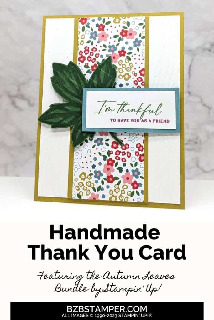 Versatile Autumn Leaves Thank You Card featuring colorful paper, a green leaf, and an "I'm Thankful" sentiment.