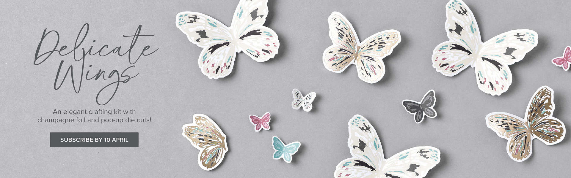 April 2024 Monthly Crafting Subscription Box featuring butterflies.