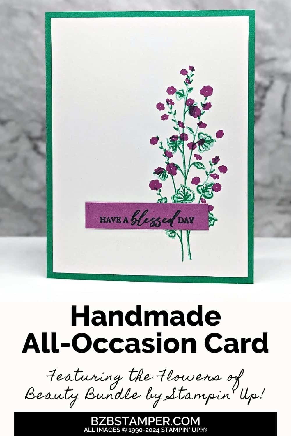 Peaceful Expressions with the Unbounded Love Bundle featuring flowers and leaves in green and purple.  Sentiment is "have a blessed day."
