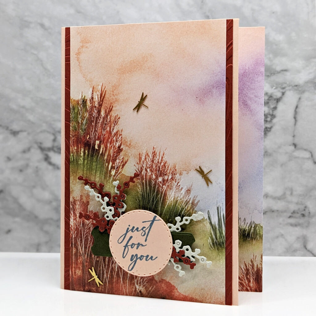 3 Cards using the Unbounded Love Bundle featuring a "Just for you" sentiment card and nature scene Designer Paper in rust and peach colors.