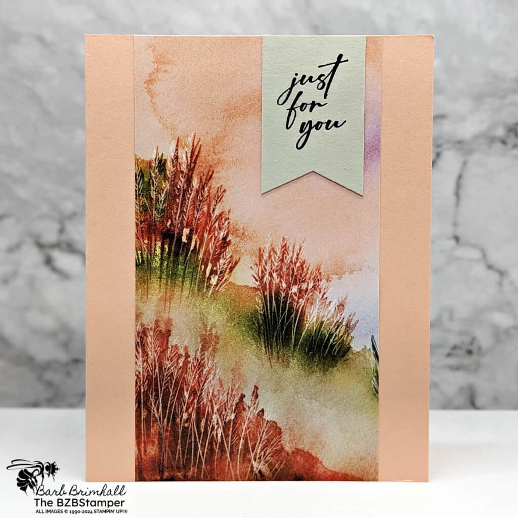 3 Cards using the Unbounded Love Bundle featuring a "Just for you" sentiment card and nature scene Designer Paper in rust and peach colors.