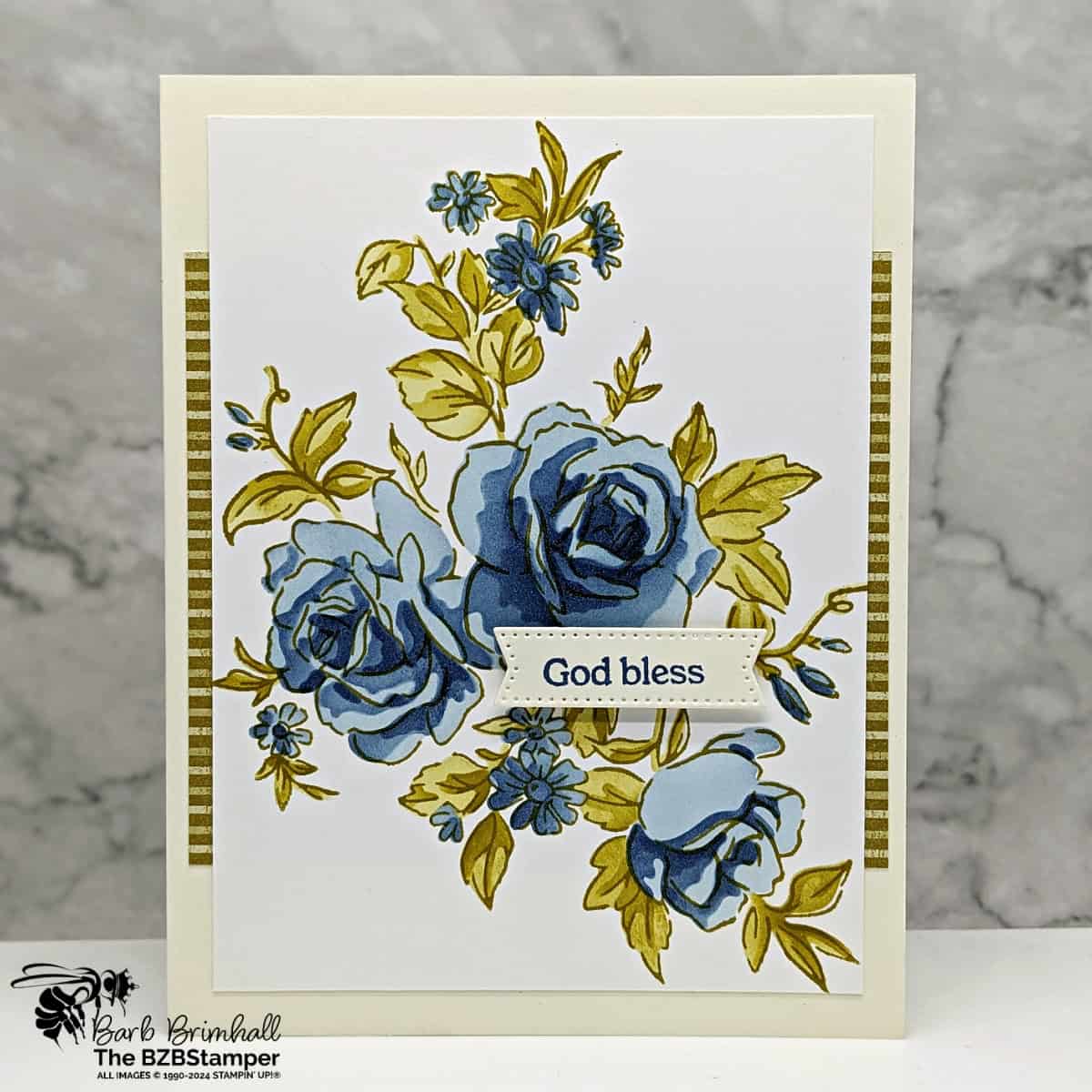 Layers of Beauty Masks by Stampin' Up! featuring blue roses with some pretty background paper.