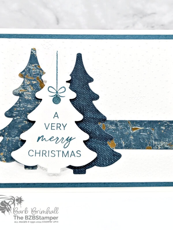 Very Merry Christmas Card with Decorative Trees