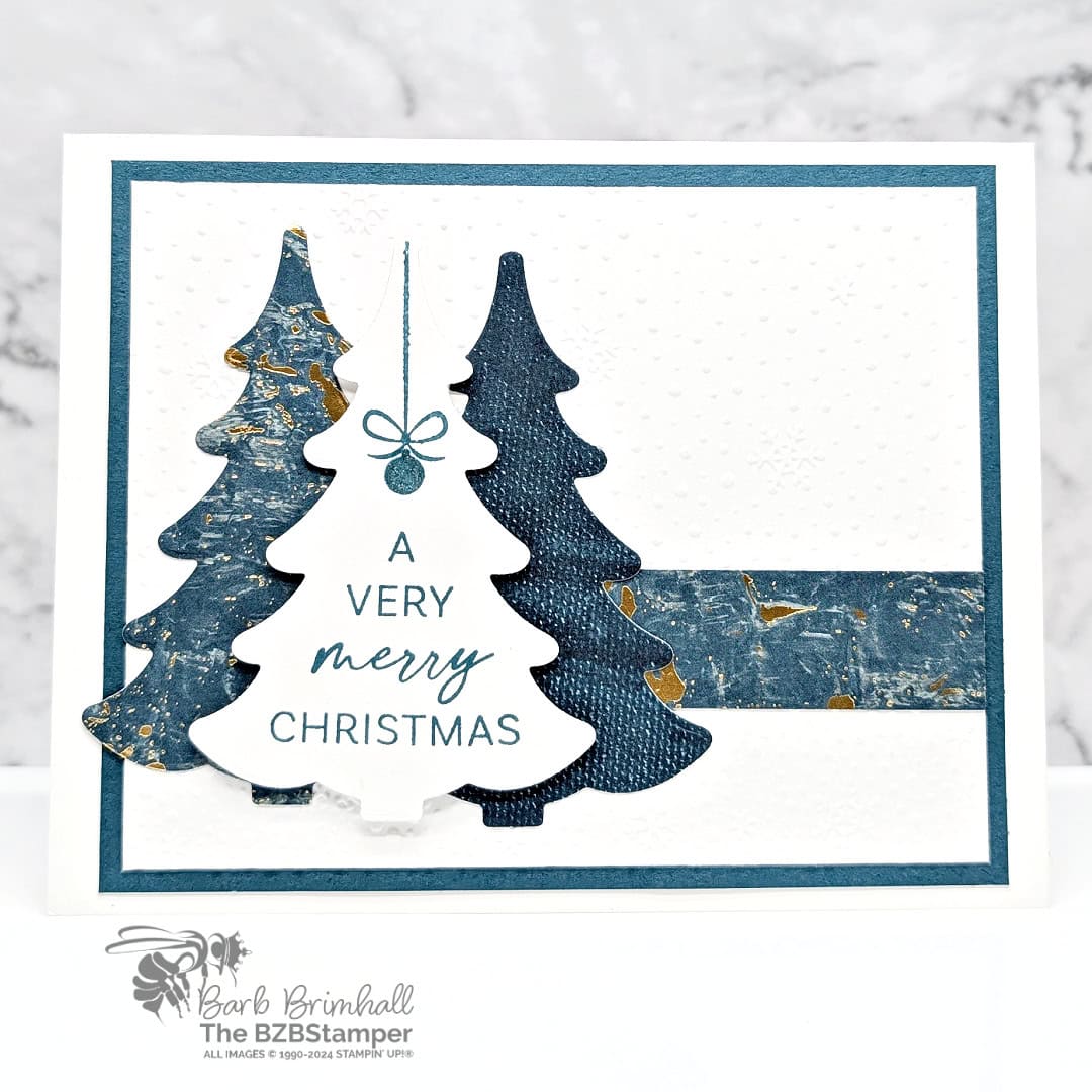 Very Merry Christmas Card with Decorative Trees