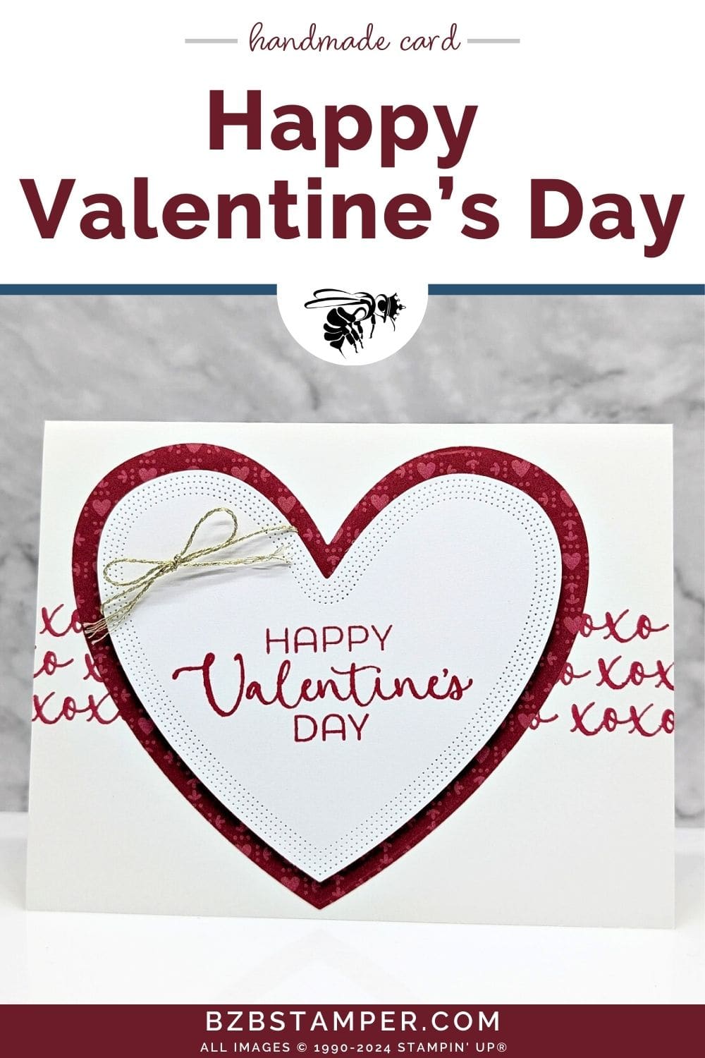 Easy Valentine Card with the Hearts of Elegance Bundle in red and white with a large die-cut heart.