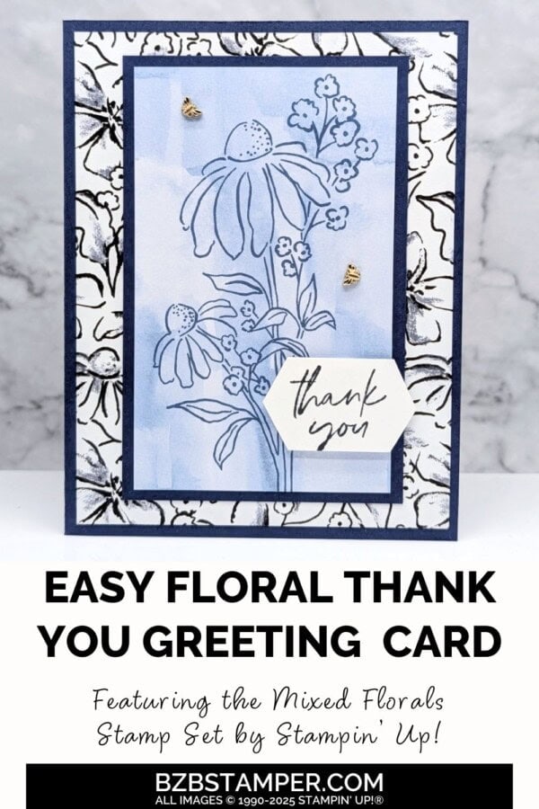 Mixed Florals Thank You Card | Barb Brimhall, The BZBStamper