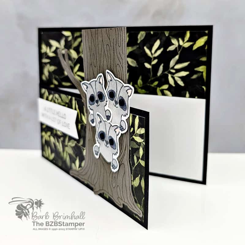 Cute Hello Card using the Peekaboo Forest Bundle 2 042625 stampin up peekaboo forest 5 open